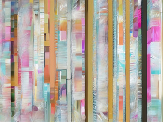 Pastel Stripes and Geometric Pattern in Art Design