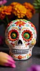 Fototapeta premium Sugar Skull in traditional Mexican holiday art