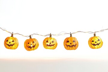 Halloween pumpkin lights. Halloween fall concept. Isolated on white with generative ai