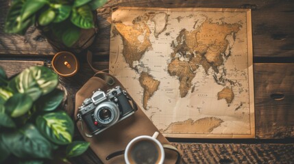 Fototapeta premium Vintage World Map: Inspiring Travel & Adventure