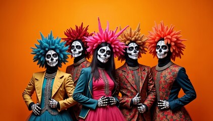 Obraz premium Vibrant Celebration of Life and Death Traditional Mexican Festival with Colorful Skulls halloween