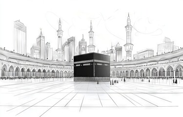 Hand-Drawn Kaaba in Mecca 