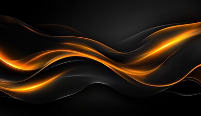 Dynamic flow of black and orange waves creating an artistic, vibrant backdrop. Generative AI