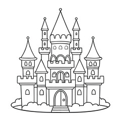 Obraz premium black and white illustration of a castle for coloring book