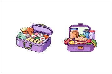 Lunch box Vector illustration Clipart, Lunch box & tiffin box Clipart, food lunch box.