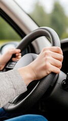 Thrilling urban drive through skyscrapers as a spirited driver navigates busy city streets ahead