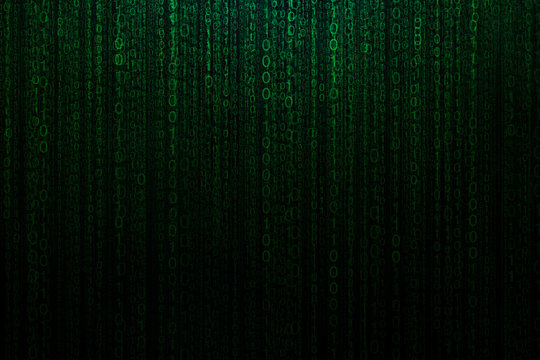 Green binary code background, creative idea. Matrix, concept. AI and coding. Security and cyber attack. Programming