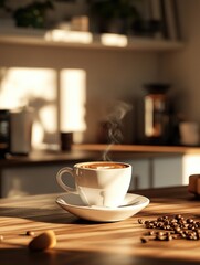 Fototapeta premium Coffee on Wooden Table