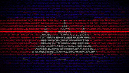 Binary code on flag of Cambodia. Program source code or Hacker concept on Cambodian flag. Cambodia...