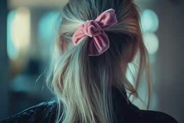 Naklejka premium Woman with pink hair bow