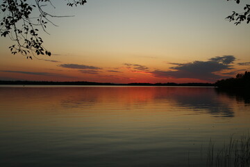 Fototapeta premium sunset over the lake