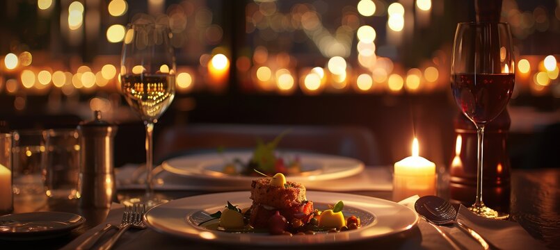 Elegant Gourmet Dining Experience with Candlelit Ambiance for Exclusive Restaurant Promotions