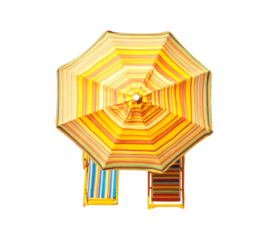 PNG Beach Umbrella and Chairs - Summer Vacation Relaxation Isolated on Transparent Background