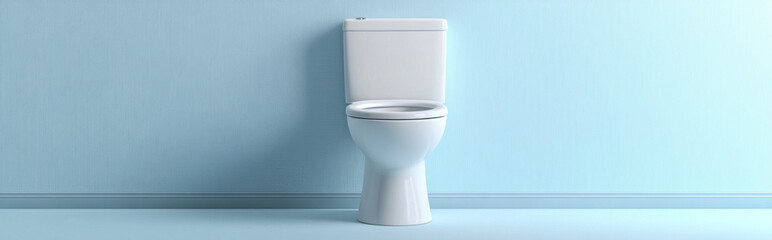 Toilet against plain pastel color background, minimalist design, copy space