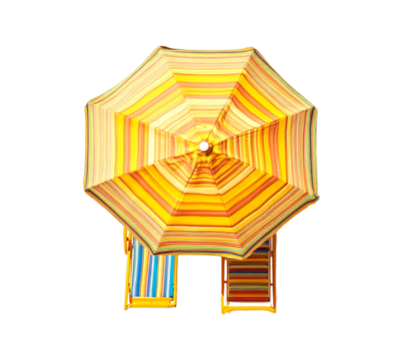 PNG Beach Umbrella and Chairs - Summer Vacation Relaxation Isolated on Transparent Background