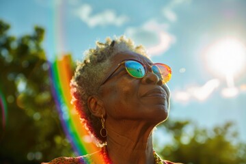 Woman looking up at the sky