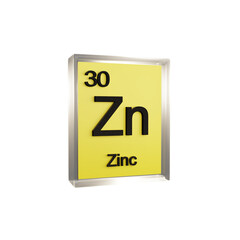 Zinc side - Periodic Table Element, Scientific and Educational Use, Transparent and Translucent Design, 3D Render
