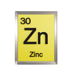 Zinc front - Periodic Table Element, Scientific and Educational Use, Transparent and Translucent...