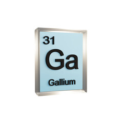 Gallium side - Periodic Table Element, Scientific and Educational Use, Transparent and Translucent Design, 3D Render