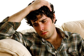 Obraz premium Man overwhelmed by thoughts