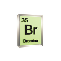 Bromine side - Periodic Table Element, Scientific and Educational Use, Transparent and Translucent Design, 3D Render