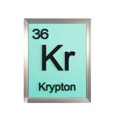 Krypton front - Periodic Table Element, Scientific and Educational Use, Transparent and Translucent Design, 3D Render