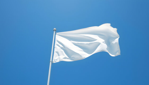 White flag against the blue sky isolated with white highlights, png