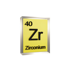 Zirconium side - Periodic Table Element, Scientific and Educational Use, Transparent and Translucent Design, 3D Render