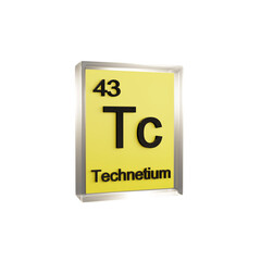 Technetium side - Periodic Table Element, Scientific and Educational Use, Transparent and Translucent Design, 3D Render