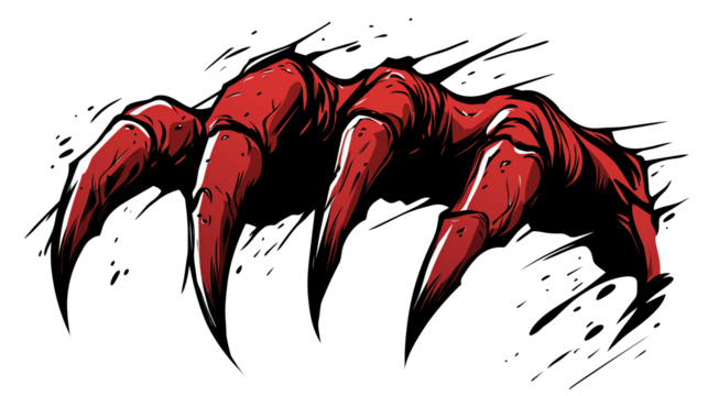 Fierce Red Claw Design for Horror Themes and Merchandise
