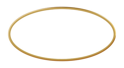 Horizontal golden thin oval picture frame. Border for photo or decor. Realistic shiny vector illustration with gradient mesh isolated on white background.