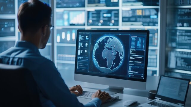 Modern Cybersecurity Website Interface with Global Protection Features for Enhanced Digital Security