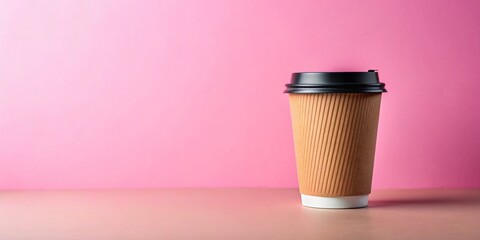 Paper Coffee Cup on Pink Background – Aesthetic Morning Beverage Scene for Lifestyle Content