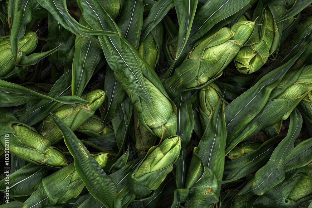 Wall mural close-up of green corn