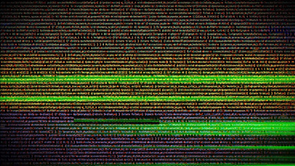 Binary code on flag of Gabon. Program source code or Hacker concept on Gabonese flag. Gabon digital technology security, hacking or programming