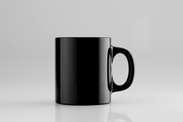 Black Ceramic Coffee Mug Mockup on White Background - 3D Illustration Render