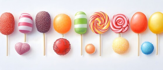 Assortment of Colorful Candy and Lollipops on Display for or Indulgence