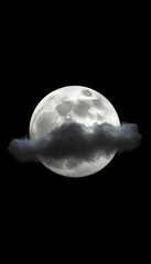 Fototapeta premium moon with textured cloud,Abstract black,isolated on black background isolated with white highlights, png