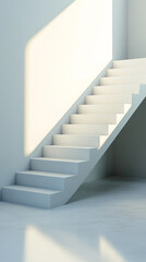 Fototapeta premium Staircase in minimalist interior with soft lighting and shadows, background