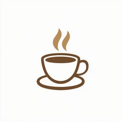 A minimalistic vector illustration of a coffee cup with steam rising, isolated against white background. Ideal for themes related to coffee shops, beverages, and morning routines