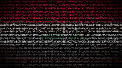 Binary code on flag of Iraq. Program source code or Hacker concept on Iraqi flag. Iraq digital technology security, hacking or programming
