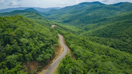 Fototapeta premium Mountainous Winding Road Aerial View