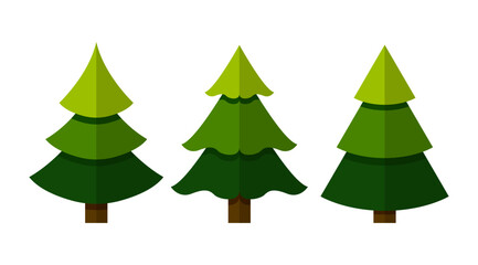 Isolate Green Christmas Trees vector illustration design, Flat style Xmas Graphic elements for decoration on Celebration Banner and Holidays Poster design