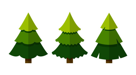 Isolate Green Christmas Trees illustrattion, Merry christmas cut out graphic elements in Flat style for Decoration, Isolate Pine trees icon symbol, Celebration Evects (Editable)