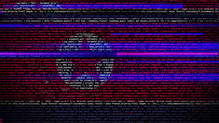 Binary code on flag of Korea North. Program source code or Hacker concept on North Korean flag. North Korea digital technology security, hacking or programming