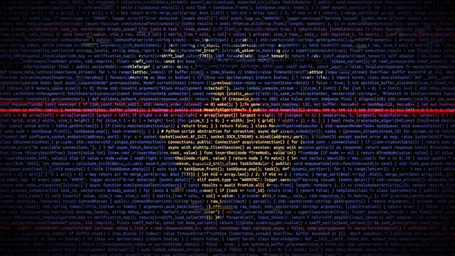 Binary code on flag of Kosovo. Program source code or Hacker concept on Kosovan flag. Kosovo digital technology security, hacking or programming