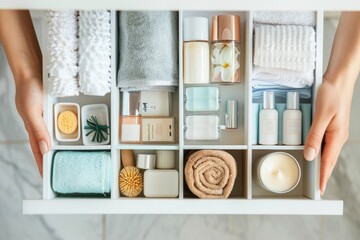 Person holding personal care items