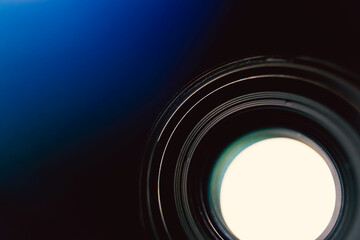 Macro Close-Up of a Professional Photography Lens with Crystal Clear Optics