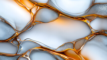 This modern alcohol ink painting features stunning blend of white and orange hues, creating captivating abstract design with fluid shapes and textures