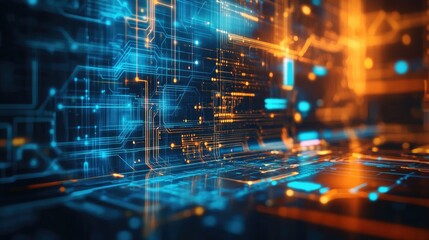 Obraz premium Abstract futuristic electronic circuit technology background 